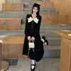 Casual Dresses QW Autumn Chubby Girl Stor storlek Black Women's Elegant Cute Age Reducing Bow-formad lång kjolklänning