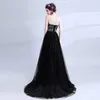 TS666T Odłączana suknia obiadowa Czarna Kobiety w Plus Size Party Seksowne, wysoki niski wieczór