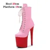 Chaussures de robe 8 pouces fétiche talons hauts mi-mollet bottes femme rose plate-forme pôle danse sexy strip-teaseuse spectacle discothèque à lacets femmes pompes h2403253