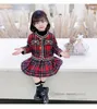 Lady Style Kids Plaid Clothes Set Girls Red Gitter Long Sleeve Blazers Outwear Pleated kjolar 2st Ins Ins Children Gitter Outfits Q8772