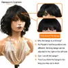 Rebecca Short Bob Wigs with Bangs Brazilian Body Deep Wave Natural Remy Human Hair Wig Full Machine Made Glueless Wigs for Black