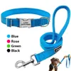 Set collare e guinzaglio per cani personalizzati Collari per animali domestici in nylon riflettente Guinzaglio con etichetta identificativa incisa per cani di piccola taglia Pitbull 240311