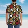 Camicie casual da uomo Camicia hawaiana da spiaggia Divertenti camicette da poker Top comodo da uomo a maniche corte con stampa floreale e sentita