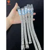 High Quality 15mm Necklaces Vvs Round Moissanite Bracelet Two Rows White Gold Plated Moissanite Cuban Link Chain Hip-hop Neckla