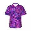 남자 캐주얼 셔츠 보라색 페이즐리 여름 셔츠 남자 해변 유행 플로럴 프린트 짧은 슬리브 y2k 재미있는 디자인 오버 사이즈 블라우스