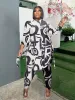 مجموعات بالإضافة إلى حجم 2 قطعة مجموعة النساء 5XL Fall Long Sleeve Top and Pant Suit Woat Camouflage الزي المكون من قطعتين بالجملة Dropshipping