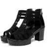 Sandali 2023 Nuovi sandali da donna estate eleganti e confortevoli sandali di moda classici sexy fiocchi neri con cerniera spessa tacchi alti