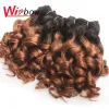 Pelucas hinchadas hinchadas de rizado cabello humano con cierre 6pcs paquetes de tejido brasileño con cierre 4x4 para mujeres ombre 1b30 cabello rizado
