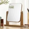 Simple Wooden Makeup Mirror Rotating Desktop Mirror Student Dormitory Desktop Vanity Mirror Portable Folding Fashion Mirror Home