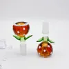 Thick Glass Bowl Flower Style 14mm Male Joint Handle Slide Bowl Piece Accessories For Bongs Water Pipes