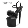 Klänningskor Walking Show Artifact Model High Heels 17cm 20cm Fur Woman Sandals Pu Summer Sexig Platform Nightclub Party Wedding H240321WKN9W8JB