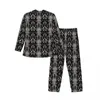 Męska odzież sutowa barokowa piżama man czarno -biały kwiatowy pokój kawaii jesień 2 sztuki swobodny luźny zestaw niestandardowy