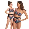 Costume da bagno da donna sexy con spalle inclinate e vita cava Abito brasiliano in due pezzi per vacanze al mare genitore-figlio