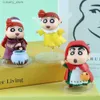 Action Toy Figures 6 pièces nouveau Crayon Shin-chan série de conte de fées Kawaii dessin animé version Q figurine d'action PVC modèle jouets voiture ornement accessoires cadeaux L240320