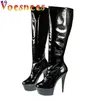 Chaussures habillées Fashion Pop Candy Color Mid-Calf Boots Side Zipper Plateforme imperméable Plateaux STILETTO POMMES Spring and Automne Pole Dance Femmes H240321ZWF03Z6U