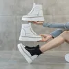 Casual Schuhe High Top Frauen Echtes Leder Dicke Sohlen Frauen Vielseitige Erhöhung Höhe Plattform Turnschuhe