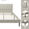 Overige beddengoedbenodigdheden Queen Wood Decoratief platformbedframe Lichtgrijs Geen boxspring vereist Eenvoudig te monteren Y240320