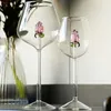 1 pezzo creativo 3D rosa vetro rosa incorporato bicchieri da vino rosso bianco tazza calici calici flute di champagne regalo adorabile per la casa 240320