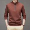 Polos masculinos inverno engrossado quente manga comprida polo camiseta para homens moletom leve casual gola meio zíper pulôver roupas