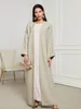 Roupas étnicas Borboleta Bordado Manga Muçulmana Abaya para Mulheres Eid Vestido Marrocos Ramadan Abayas Kaftan Islam Cardigan Dubai Árabe Longo