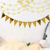 Decoração de festa 3pcs / conjunto 13ft cartão de papel dourado para decorações de banner de aniversário bandeiras triangulares