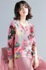 Blusas femininas miyake plissado primavera estilo chinês camisa impressa topo retro moda europeia solto casaco cardigan