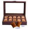 Watch Boxes Case Organizer With Real Glass Lid PU Leather Display Storage Box Removable Pillows Gift For Men And Women