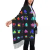 Foulards personnalisés imprimés Space Aliens Vintage Vidéo Arcade Jeu Écharpe Hommes Femmes Hiver Automne Chaud Châle Wrap