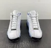 With box 13 Blue Grey Men basketball shoes mens 13s White/Yellow Ochre-Blue Grey-Black Outdoor sports sneakers 414571-170 size US 7-13