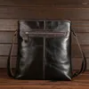 Bag Split Leather Men Crossbody Flap Vintage Messenger Bags Casual Business Oil Wax Shoulder