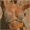 Other Shiny Mesh Crystal Chest Chain Underwear Hollow Beach Body Bra Harness Lingerie Y Festival Clothing Outfit 221008 Drop Delivery Dhsld