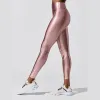 Completo da donna, pantaloni da yoga con lucentezza metallica, leggings, vita elastica, abbigliamento sportivo lucido sexy, leggings da fitness, abbigliamento sportivo da palestra a vita alta