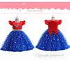 Meninas Mulher Maravilha vestidos de cosplay com xale 2pcs crianças falbala manga mosca emendando estrelas rendas tule vestidos crianças desempenho roupas de festa Z4303