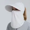 Sombreros de ala ancha Sombrero de verano para mujer para el sol Protección del cuello UV Playa solar Ciclismo Máscara de cara Sombrilla al aire libre Gorra de viaje Mujer