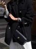 Abiti da donna Insozkdg Cappotto blazer nero Donna Autunno Inverno 2024 Elegante giacca corta in lana coreana Petite Giacche in tweed moda