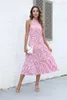 Casual Dresses Spring/Summer Women's Dress Round Neck Sleeveless Hanging Randig Mid Length Pink Sexy Slim
