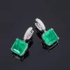 Örhängen Oevas 100% 925 Sterling Silver 12*12mm Emerald Paraiba Ruby High Carbon Diamond Drop Earrings for Women Sparkling Fin smycken