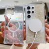 iPhone 15 Pro Max 14 Plus 13 12 Samsung S24 S23 Ultra Clear Snowflak Snow Foil Hard Acrylic TPU Magnet Phone Cover