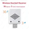 Dörrklockor USB SMART DOORBELL Mottagare 30 Musik 150m trådlös dörrklocka Vattentät fjärrkontroll Enkel knapp 433MHz fjärrkontrolly240320