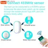 Campainhas sem fio WiFi Campainha Tuya Smart Home Security Sistema de alarme Conexão 433MHz Modo de alarme de detecção Campainha de boas-vindas Kit de luz LEDY240320