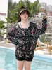 Traje de baño para mujer Talla grande 3XL-9XL Traje de baño de tres piezas Sudadera con capucha de manga larga Surf Deporte Bikini de alta calidad Trajes de playa