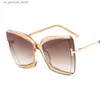 Sunglasses Brand Designer T Sunglasses 2022 New Oversized Square Women Sun Glasses Female Big Frame Colorful Shades fpr women Oculos Y240320