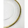 Plates Clear Plastic Charger Trays With Gold Rimmed Stripe Acrylic Decorative Serving 100