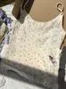 Blommigt tryck bågetank tops kvinnor y2k vintage ihålig ut ärmlös beige bomullskamisol casual harajuku sommar smala västar 240408