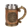 Mokken Nordic Levensboom Viking Mok Draagbare Roestvrij Staal Bierkop Creatieve Retro Stijl Art Carving Drinkt Water 600 ml