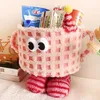 Cesta de armazenamento kawaii, copo fofo com alça, caixa de grande capacidade para lanche de brinquedo, decoração de casa 240223