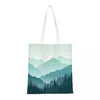 Sacos de compras Linda paisagem de montanha verde reutilizável mercearia dobrável totes lavável leve resistente poliéster presente