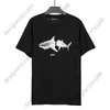 Tik Tok Influencer Samma designer Brand Pure Cotton Broken Tailed Shark Lokaltryck Mens och kvinnor Kort ärm Löst och mångsidig rund hals T-shirt
