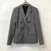 Blazer da donna 2024 Cappotto da abito dritto a maniche lunghe con intaglio doppio petto in misto lana