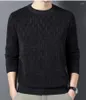 Men's Sweaters Sweater Pullover Top Thickened O-neck Long Sleeved Warm Knitted Clothing Office High-grade Dimensional Casual Male